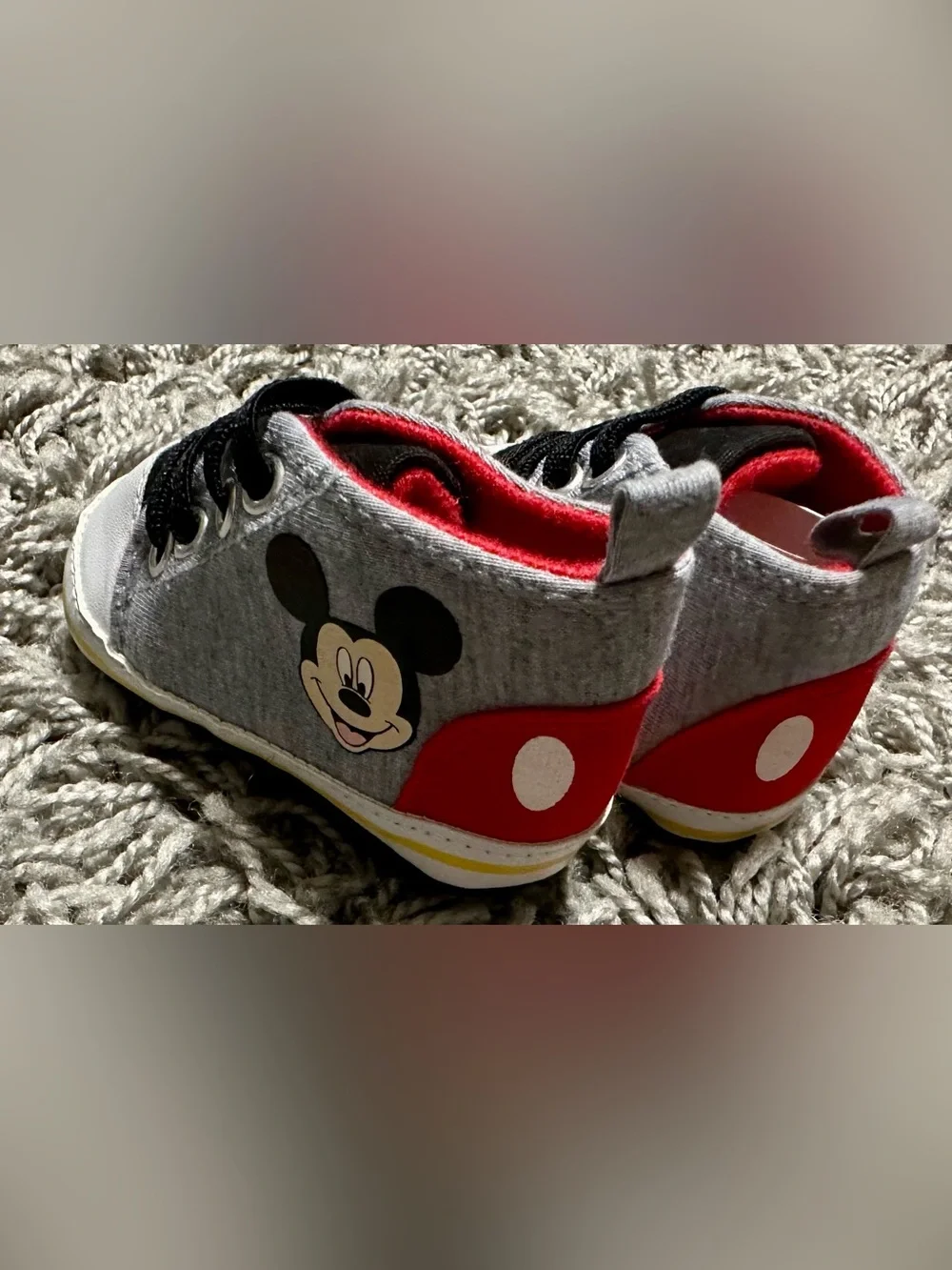 Disney Mickey Mouse Gray, Red & Black High-Top Baby Sneakers